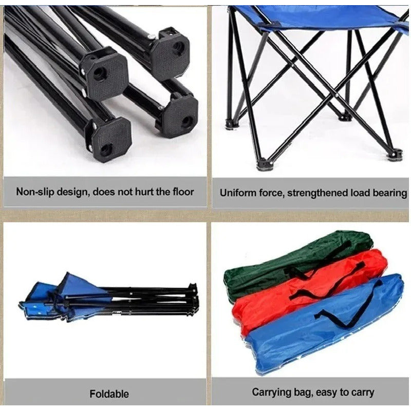 Envio Gratis Pack X2 Silla Plegable Con Bolso Portavasos Al Azar