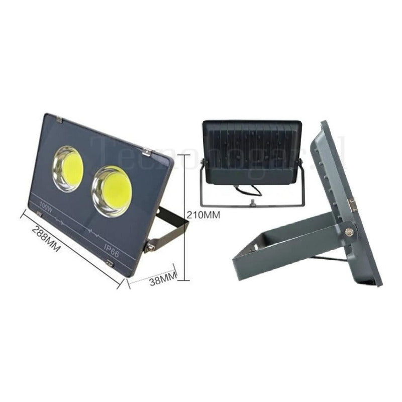 Foco Led 100w Plano  Proyector Exterior Estadio Ip66 Base