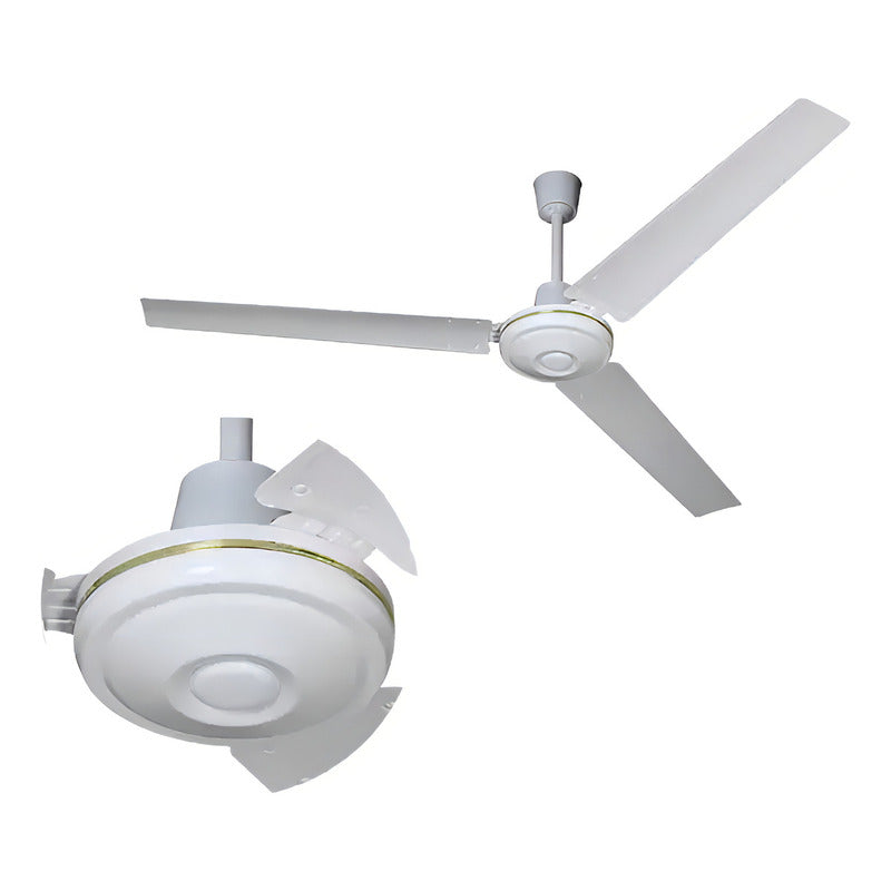 Ventilador De Techo 56 Pulgadas Metal 3 Aspas 5 Tiempos 75w 1.422 M 50hz Blanco Blanca Metálica 3