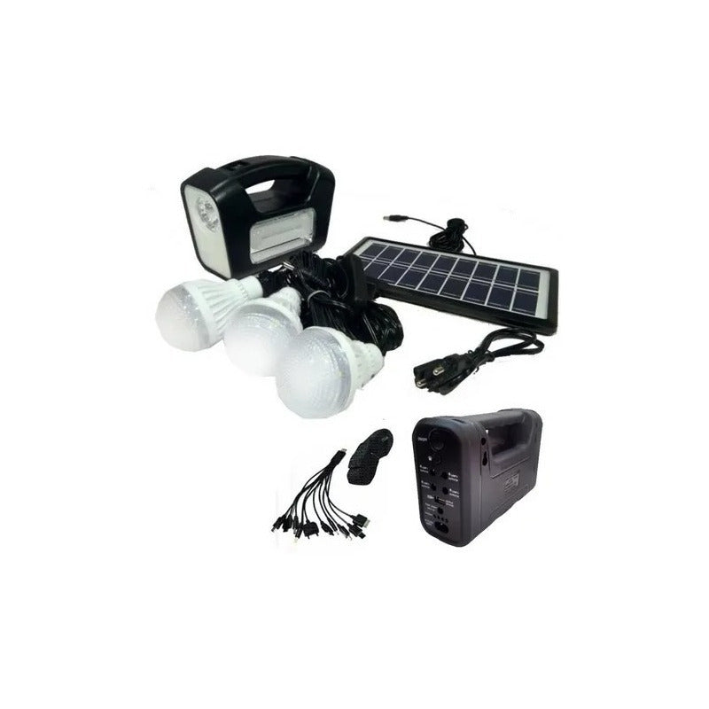 Kit De Camping Solar, Luz Emergencia Cargadorusb 3ampolletas Blanco Frío