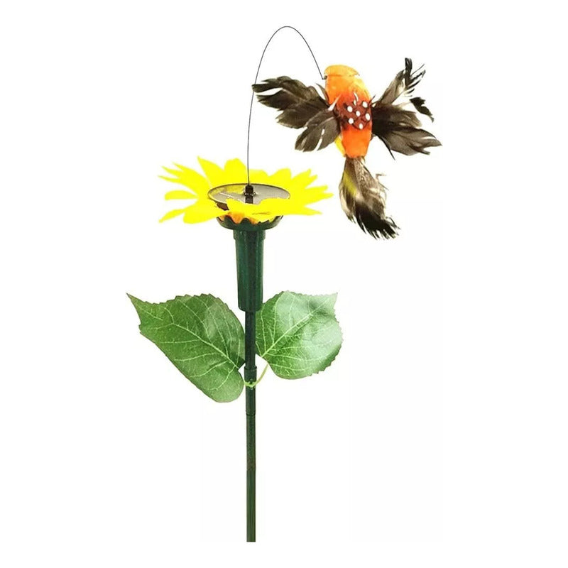 Estaca Solar Giratoria Colibrí Jardin Picaflor En Girasol Amarillo