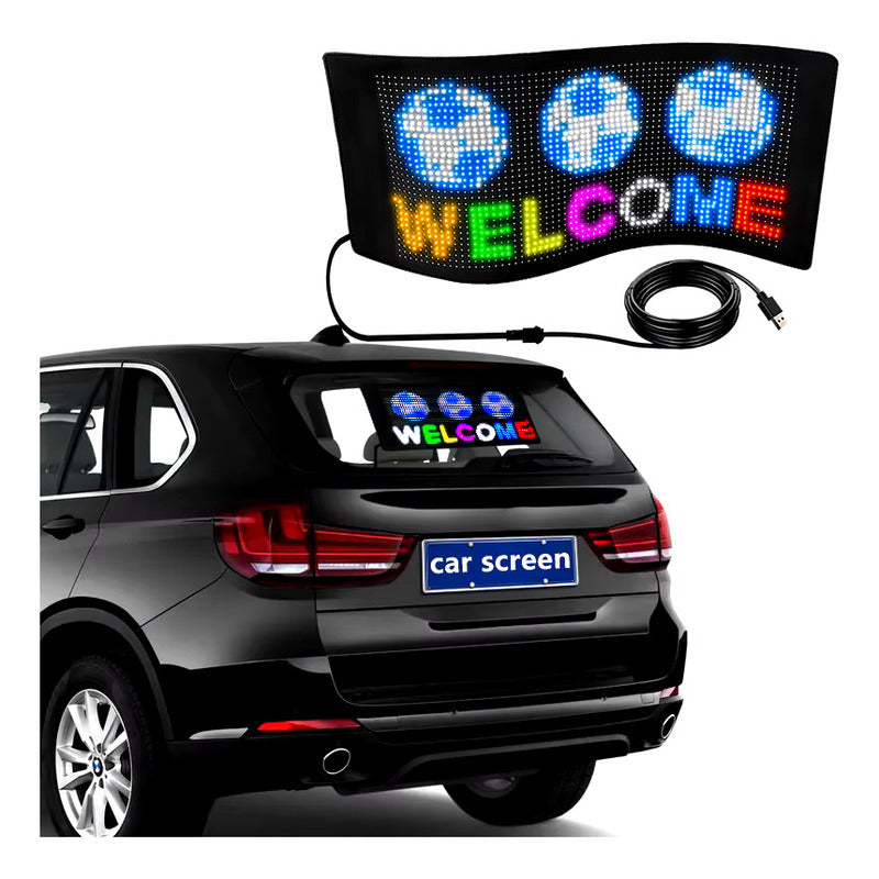 Letrero Led Programable Para Automóvil Usb Multicolor