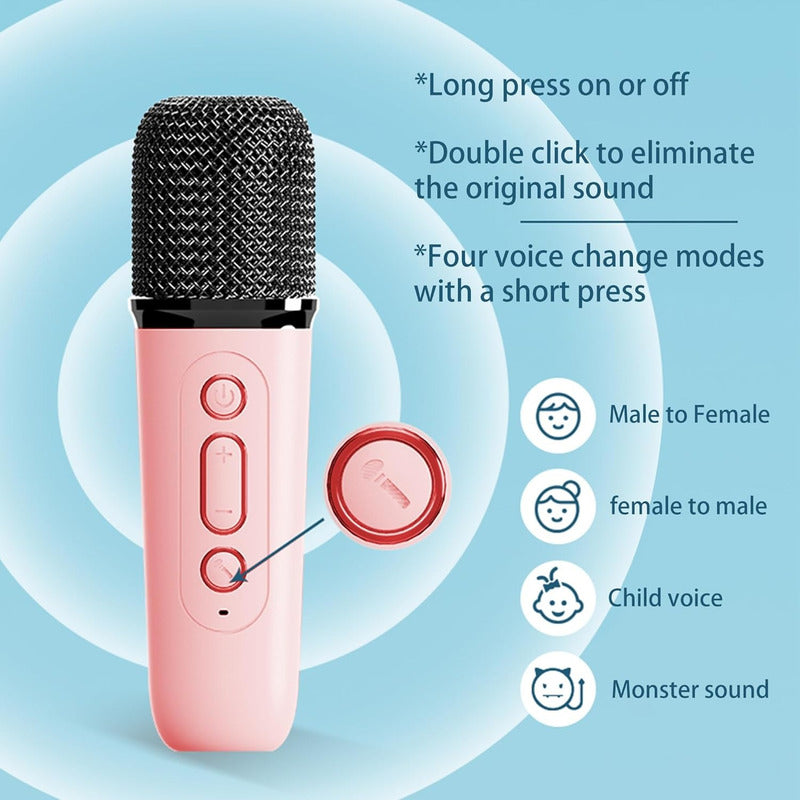 Parlante Con Micrófono Karaoke Bluetooth Portátil Radio Negro