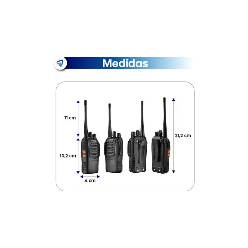 Walkie Talkie Bf-888s Negro Radio Transmisor Pack Duos Recargable Por Usb Con Linterna Led Integrada 16 Canales Uhf... 400-470 Mhz
