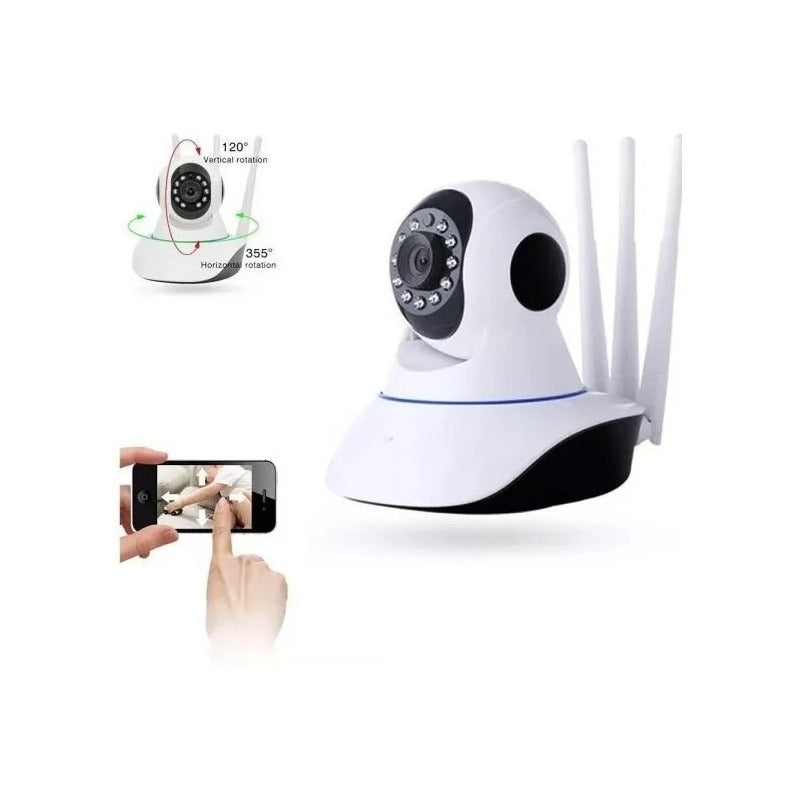 Cámara Seguridad Motorizada Visión Nocturna 360º Memoria Blanco