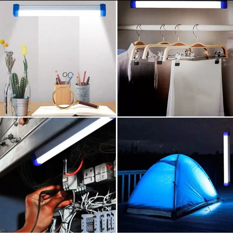Tubo Recargable Luz Led Emergencia 60w Usb Solar Blanco