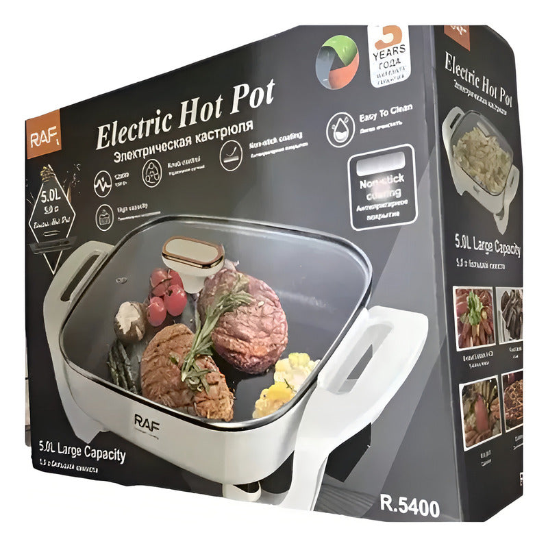 Olla Eléctrica Antiadherente Sartén Tapa De Vidrio 5l R.5400 Color Blanco Frecuencia 50hz-60hz 50 Hz X 60 Hz