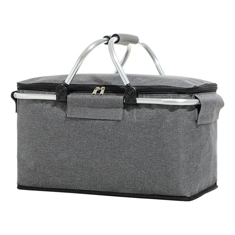 Canasto Picnic 4 Personas Cesta Térmica Impermeable Camping Gris 2
