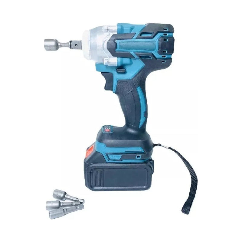 Llave Impacto Inalambrico 2 Baterias Brocas Desatornillador Turquesa 48v 50
